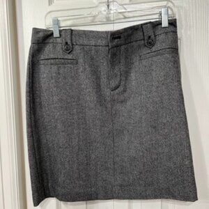 Eddie Bauer Mini Skirt 6 Gray Tweed Wool Blend Lined classic academia casual